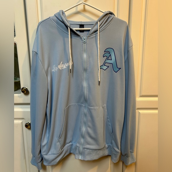 Blue ROMWE Mens graphic zip up - Picture 3 of 6